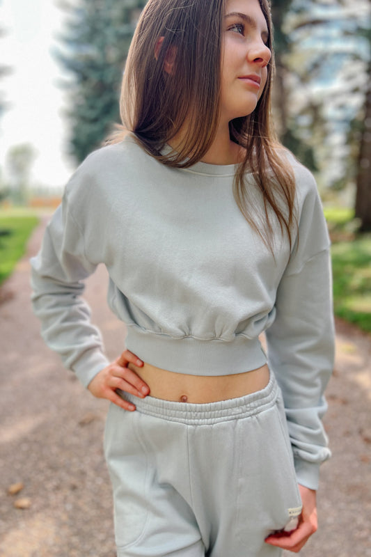 Athena Cotton Fleece Cropped Pullover