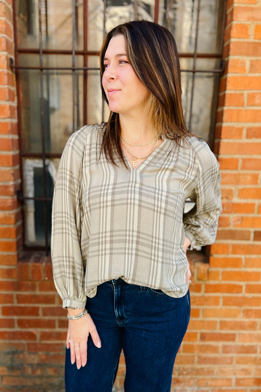 Catalina Monochrome Plaid Top