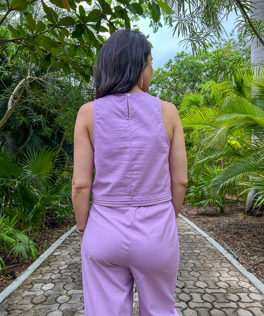 Zuri Lavender Linen Top