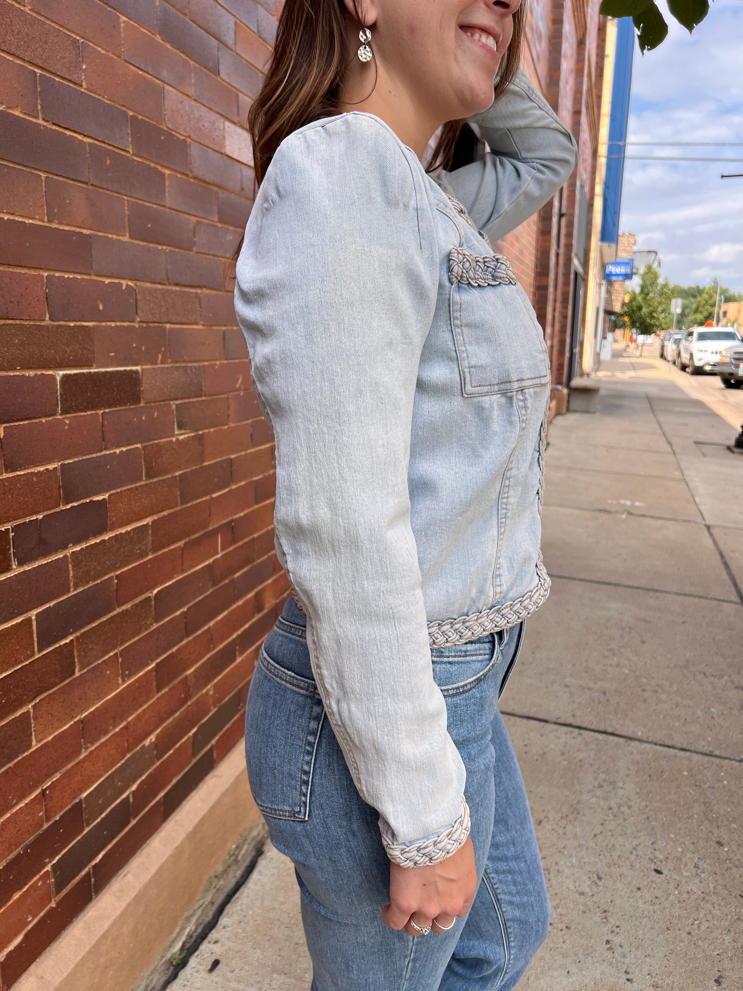 Joss Braided Trim Denim Jacket