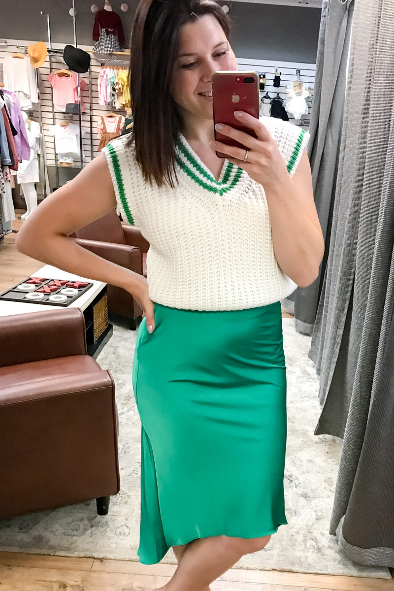 Jules High Low Satin Midi Skirt