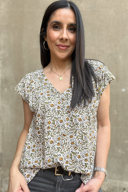 Kimber Tie Back Patterned Top