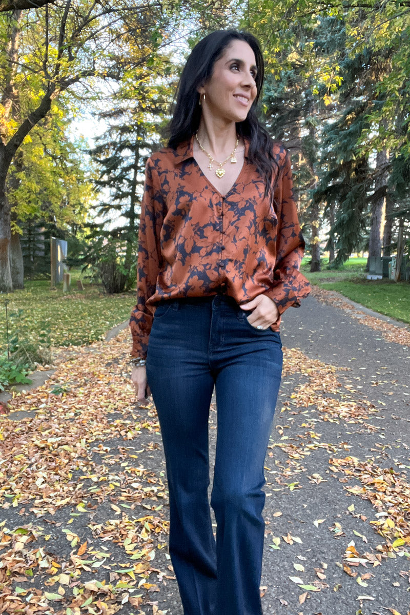 Life Goes On Copper Floral Blouse