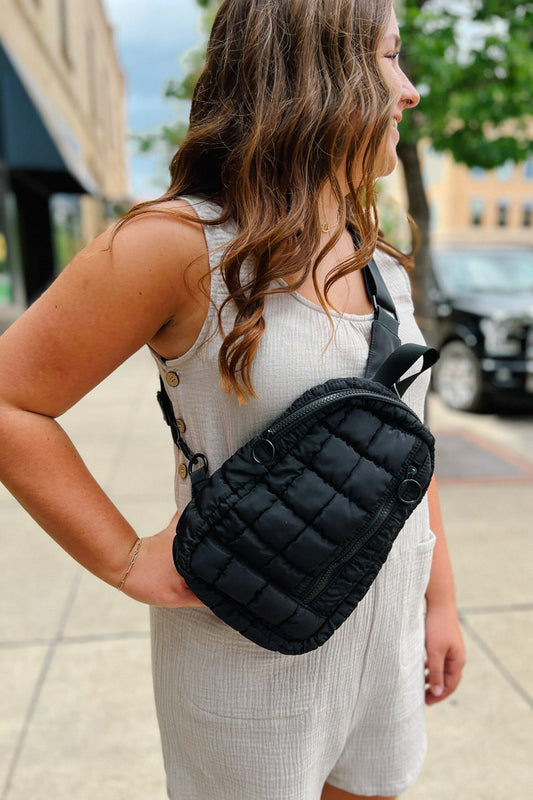 Nylon Quilted Sling Bag