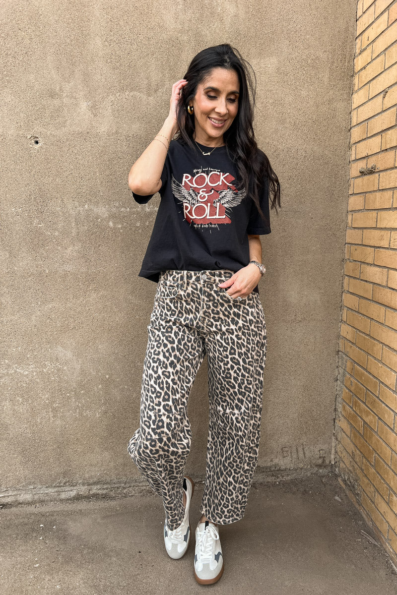 Rock & Roll Cropped Graphic Tee