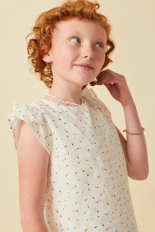 Shayna Girl’s Floral Eyelet Top
