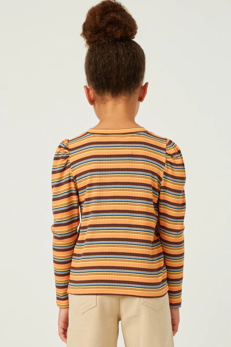 Sutton Striped Long Puff Sleeve
