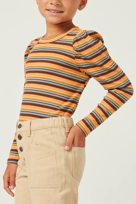 Sutton Striped Long Puff Sleeve