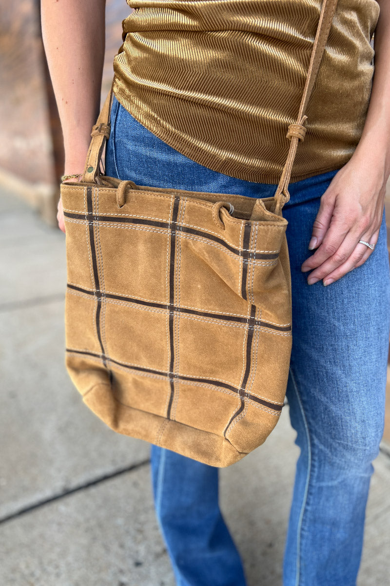 Windowpane Suede & Leather Tote