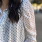 All Luxe Tie Neck Polka Dot Blouse