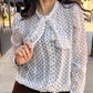 All Luxe Tie Neck Polka Dot Blouse