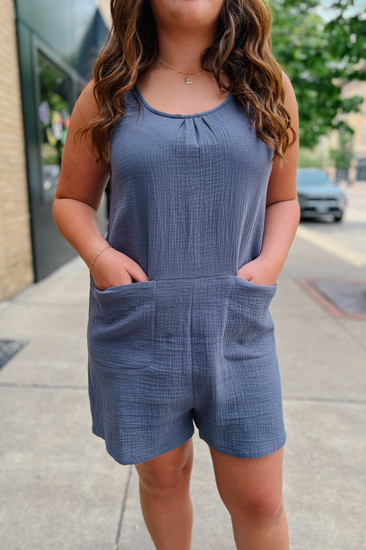 Brooklyn Gauze Romper with Side Button