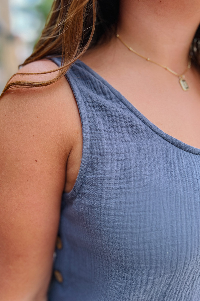 Brooklyn Gauze Romper with Side Button