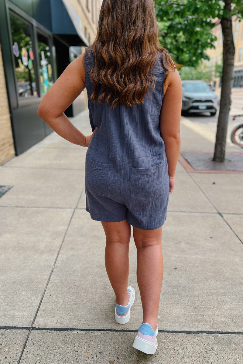 Brooklyn Gauze Romper with Side Button