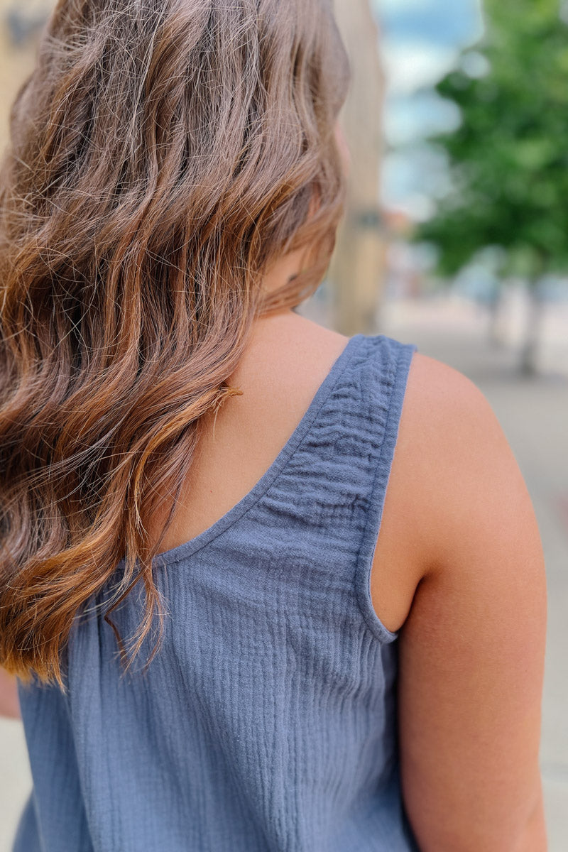 Brooklyn Gauze Romper with Side Button