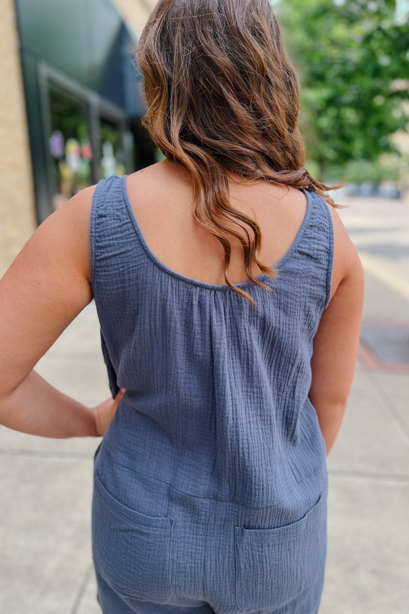 Brooklyn Gauze Romper with Side Button