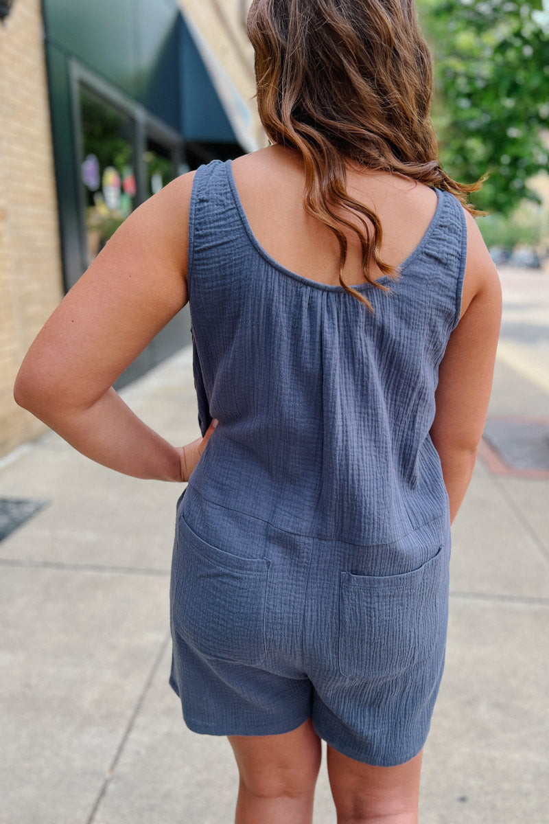 Brooklyn Gauze Romper with Side Button