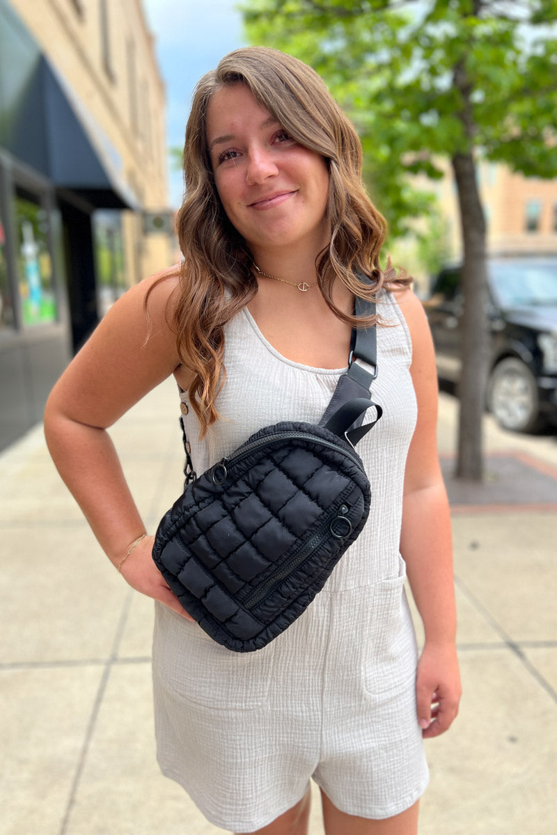 Nylon Quilted Sling Bag
