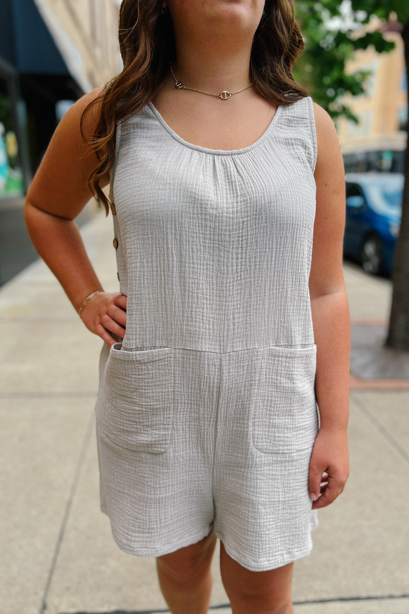 Brooklyn Gauze Romper with Side Button