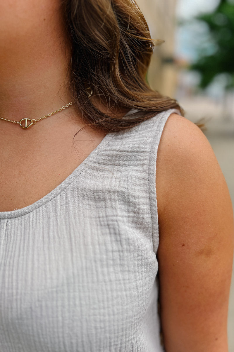 Brooklyn Gauze Romper with Side Button