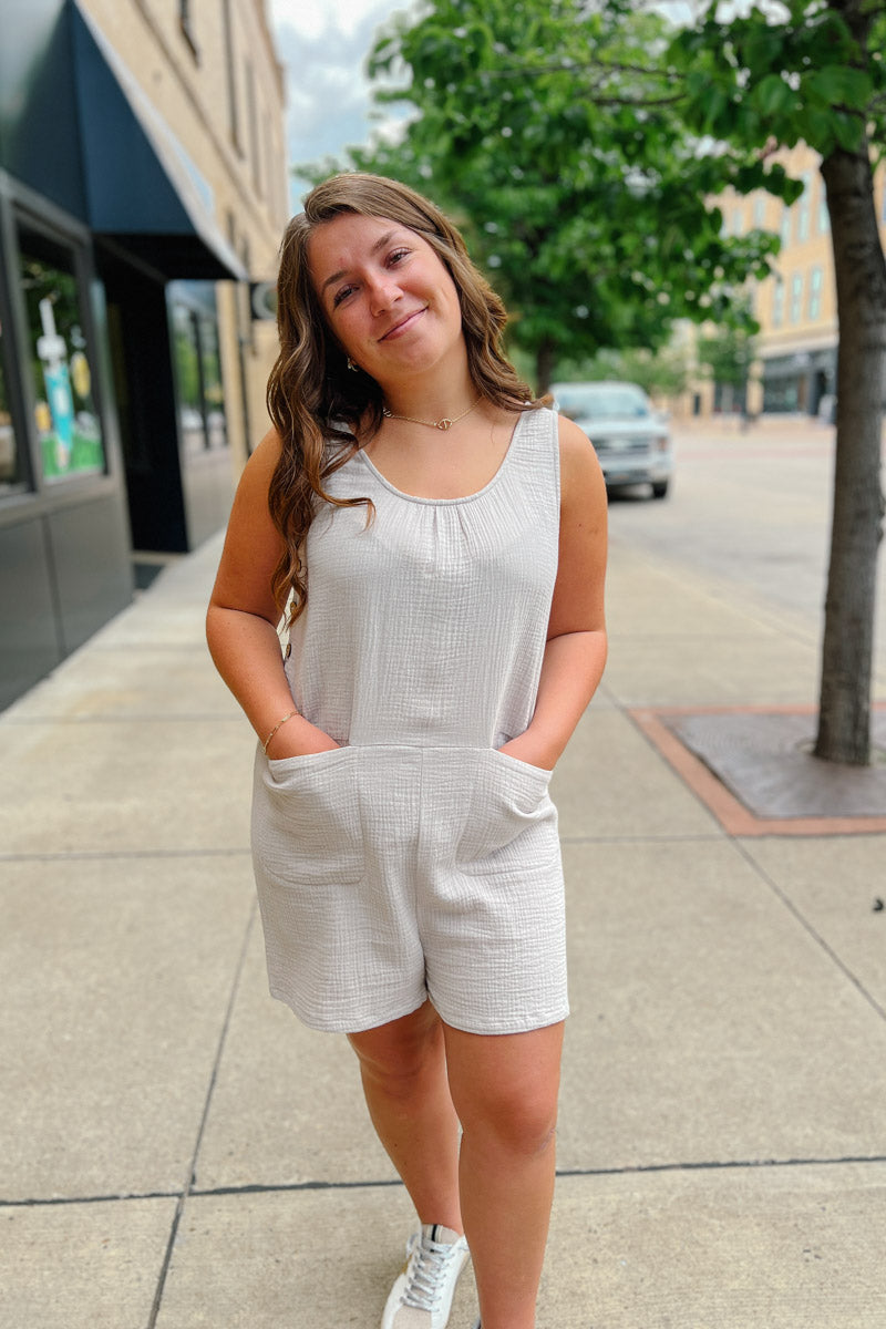 Brooklyn Gauze Romper with Side Button