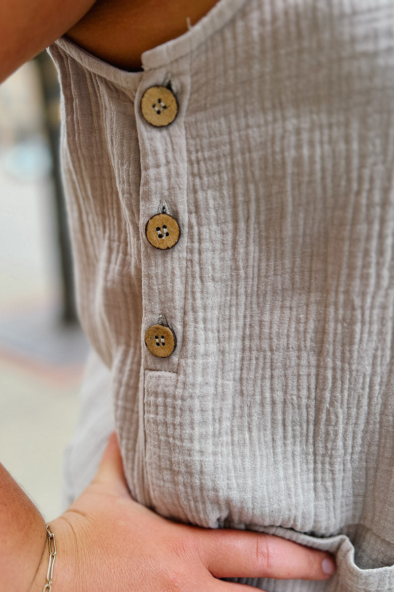 Brooklyn Gauze Romper with Side Button