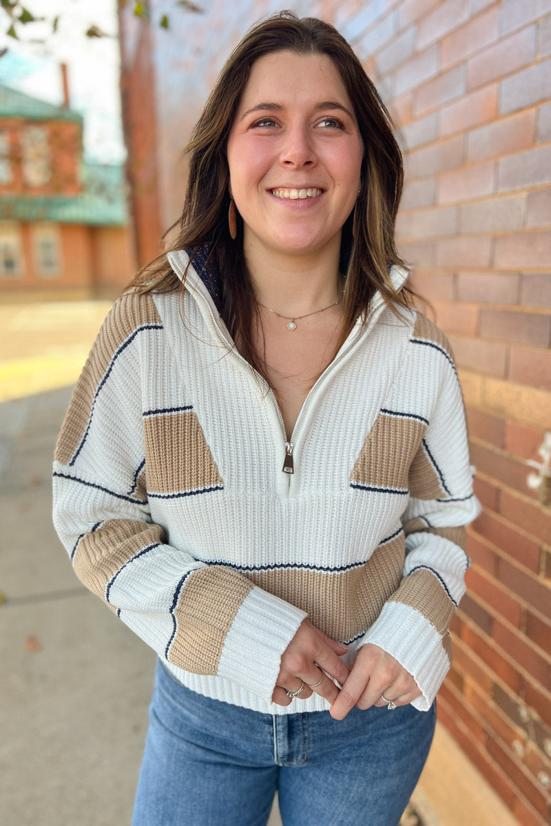 Clement 1/4 Zip Striped Sweater