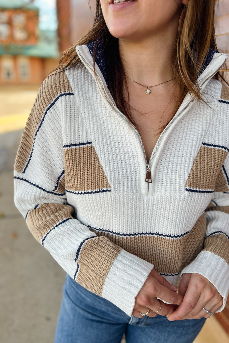 Clement 1/4 Zip Striped Sweater