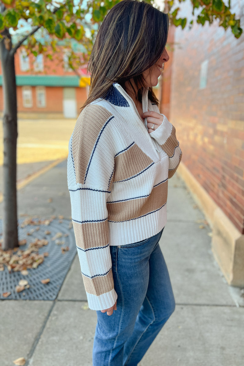 Clement 1/4 Zip Striped Sweater