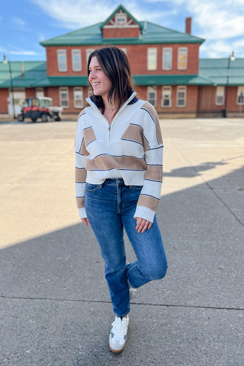 Clement 1/4 Zip Striped Sweater