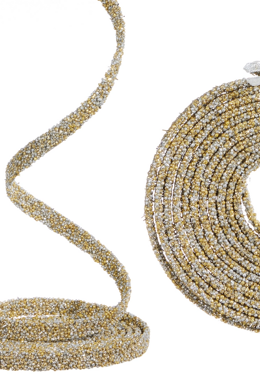15' Curly Beaded Rope Garland - Gold/Silver