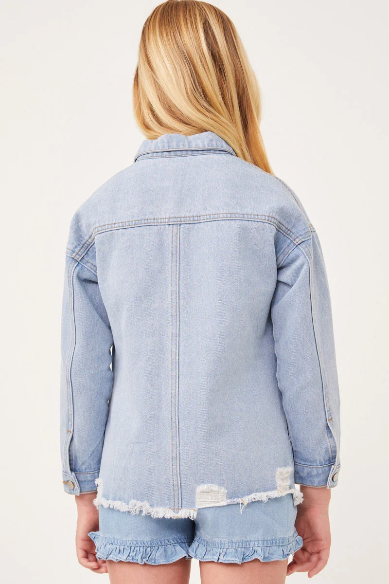 Hadley Oversize Denim Shacket - Girl's