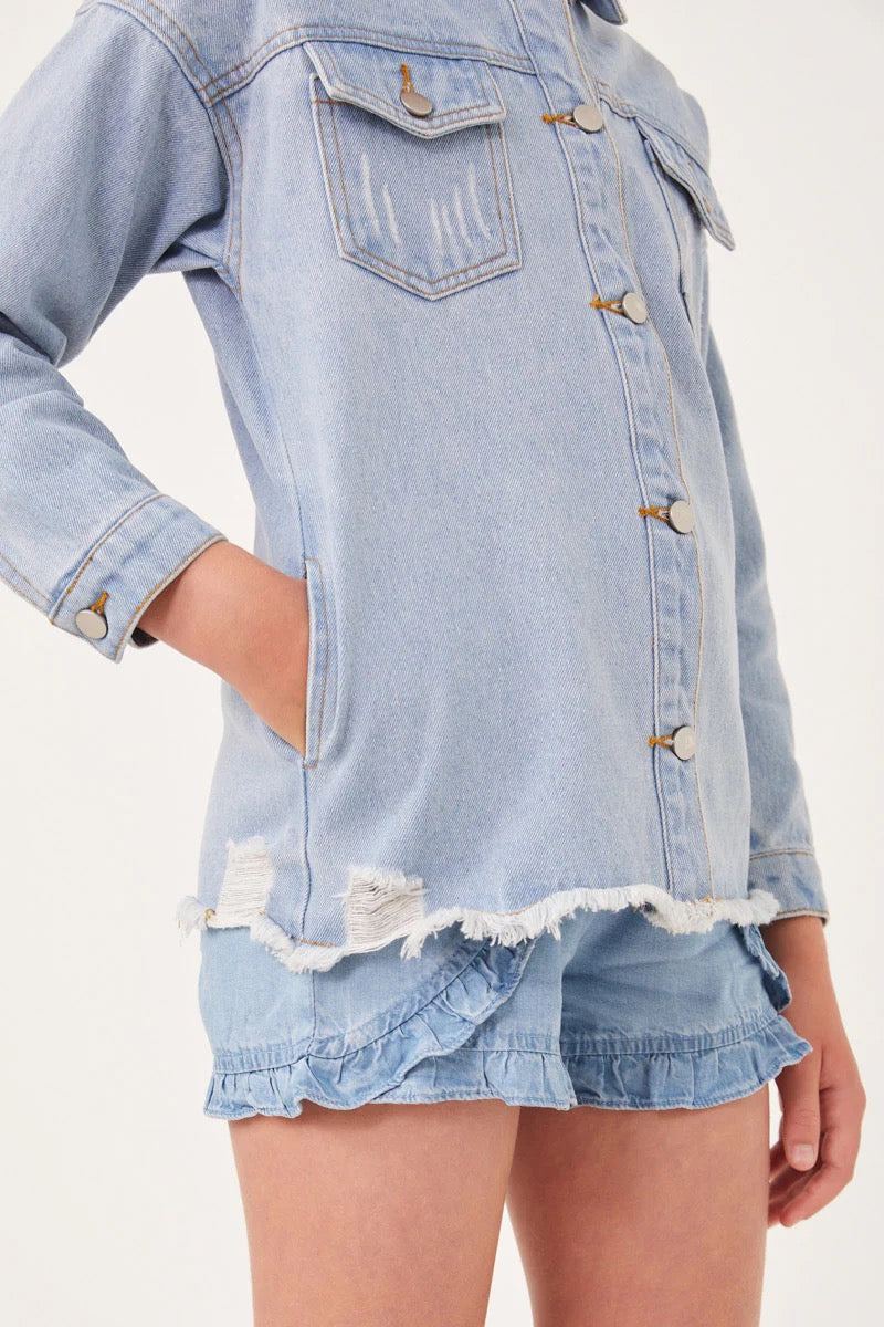 Hadley Oversize Denim Shacket - Girl's