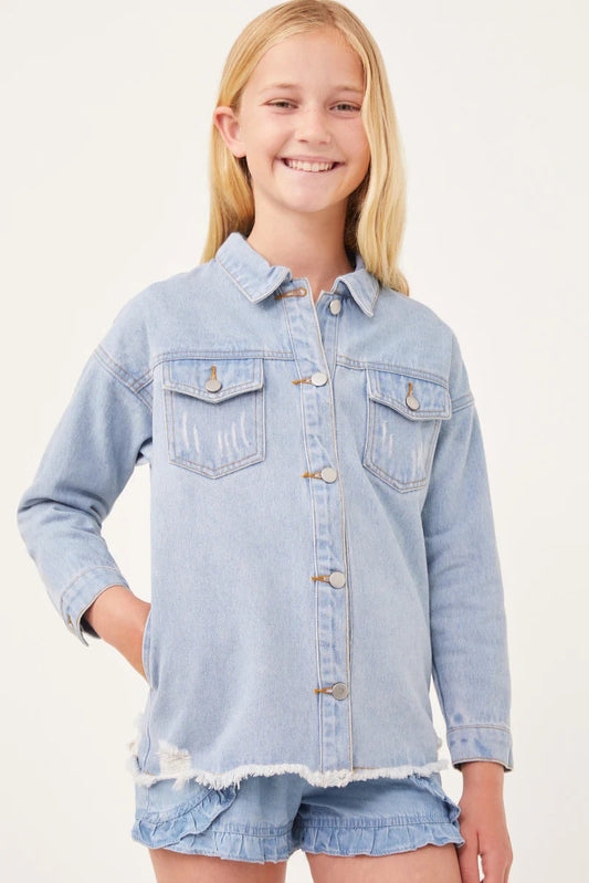 Hadley Oversize Denim Shacket - Girl's