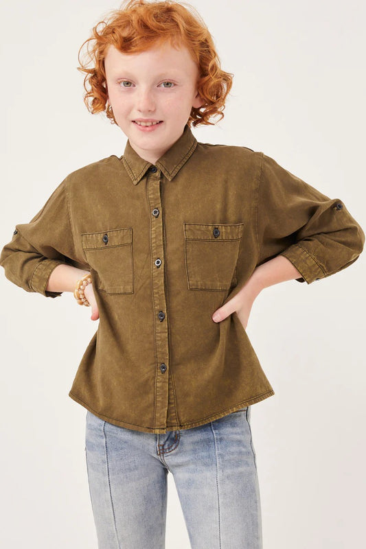 Hayden Youth Washed Button Up