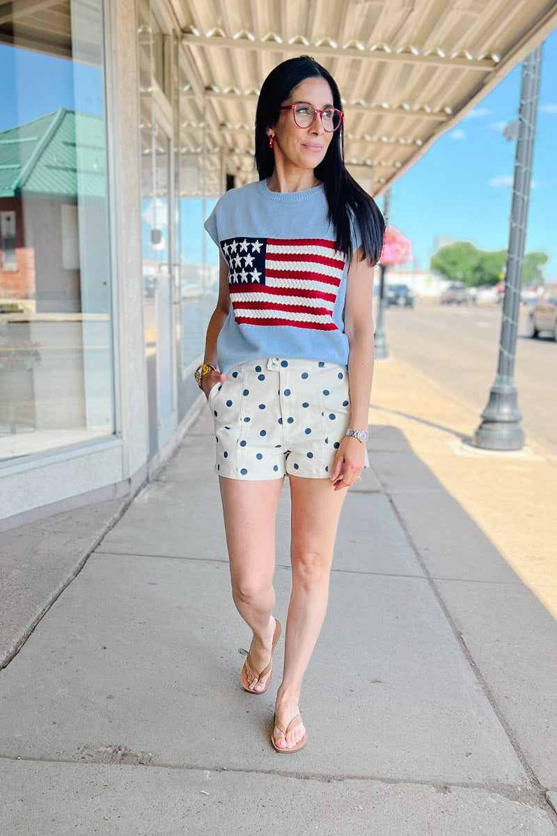 American Flag Sleeveless Knit Top