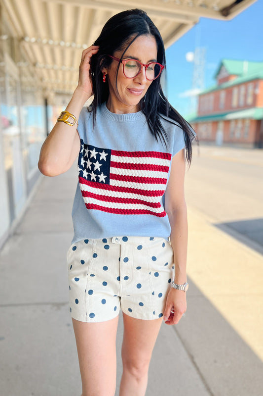 American Flag Sleeveless Knit Top