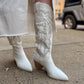 Ainsley White Embroidered Cowboy Boot