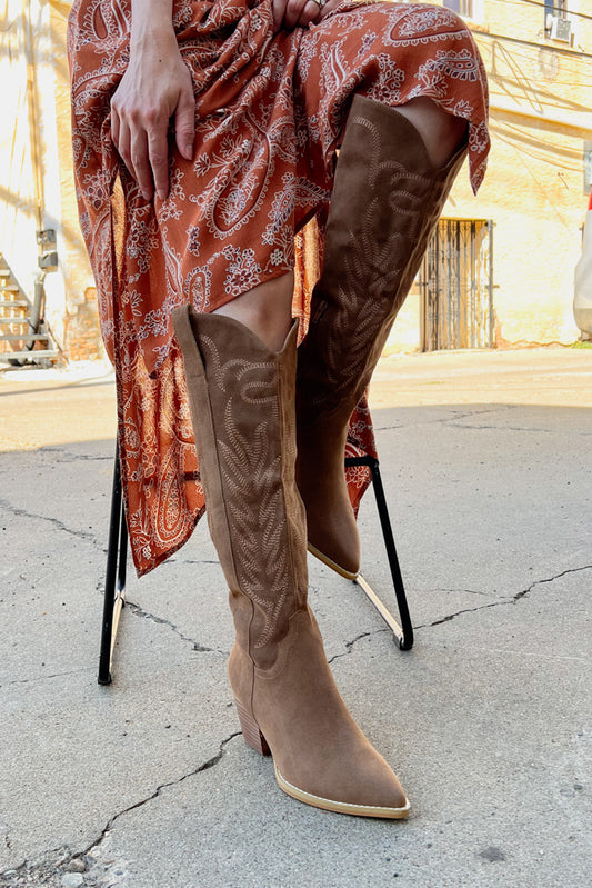 Samara Brown Embroidered Tall Boot 
