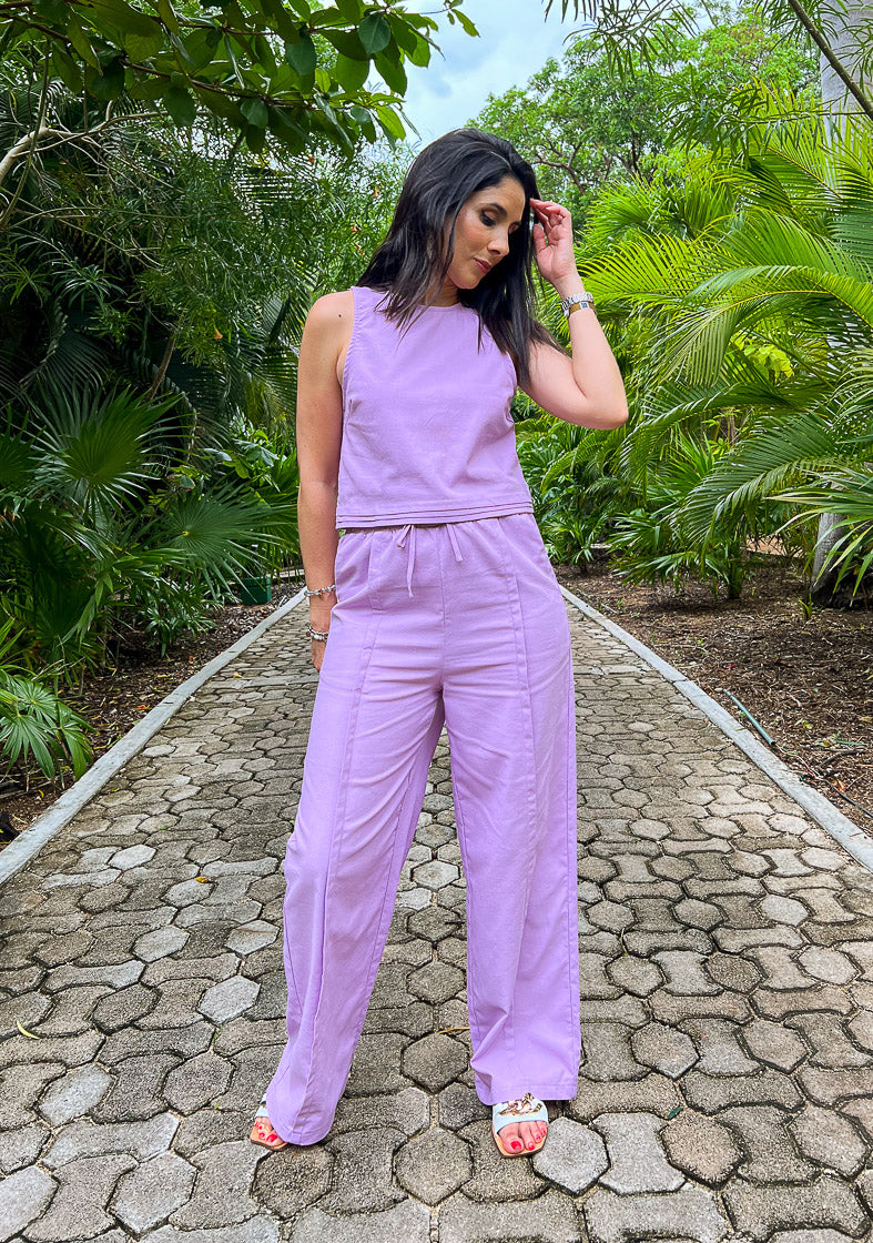 Zuri  Lavender Linen Top