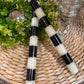 10in Black and Cream Taper Candle Set/2