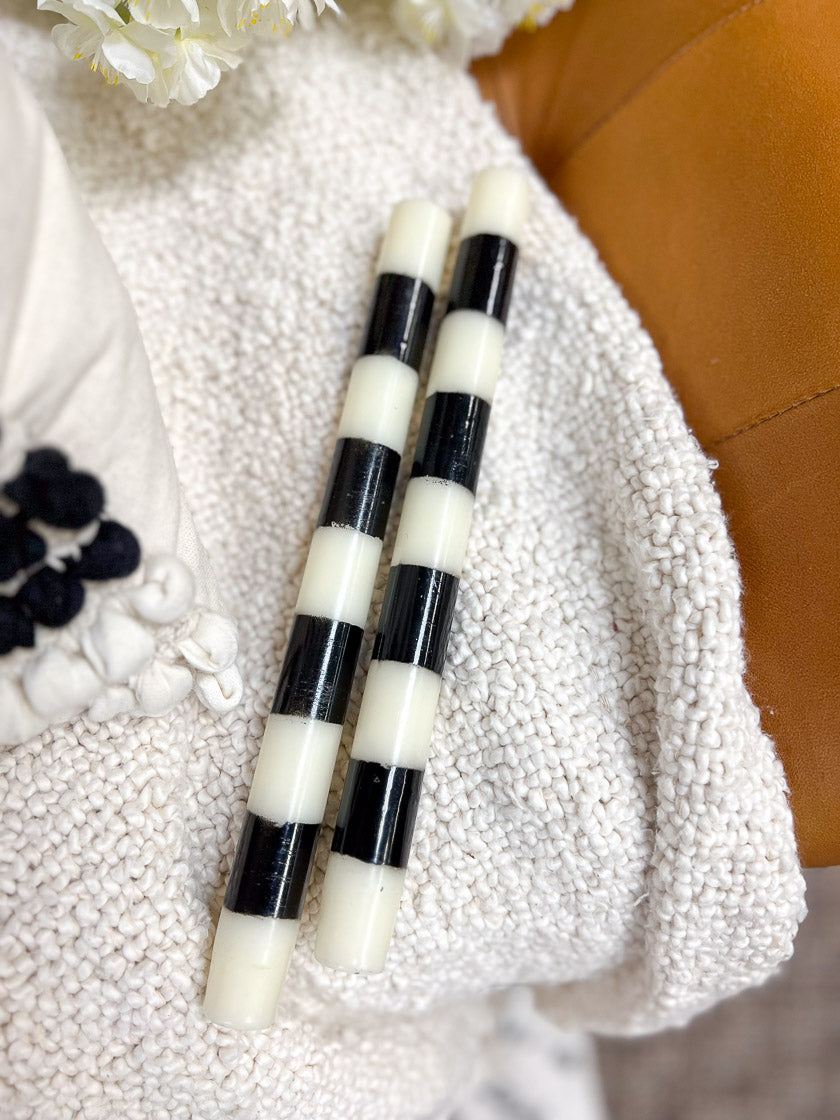 10in Black and Cream Taper Candle Set/2