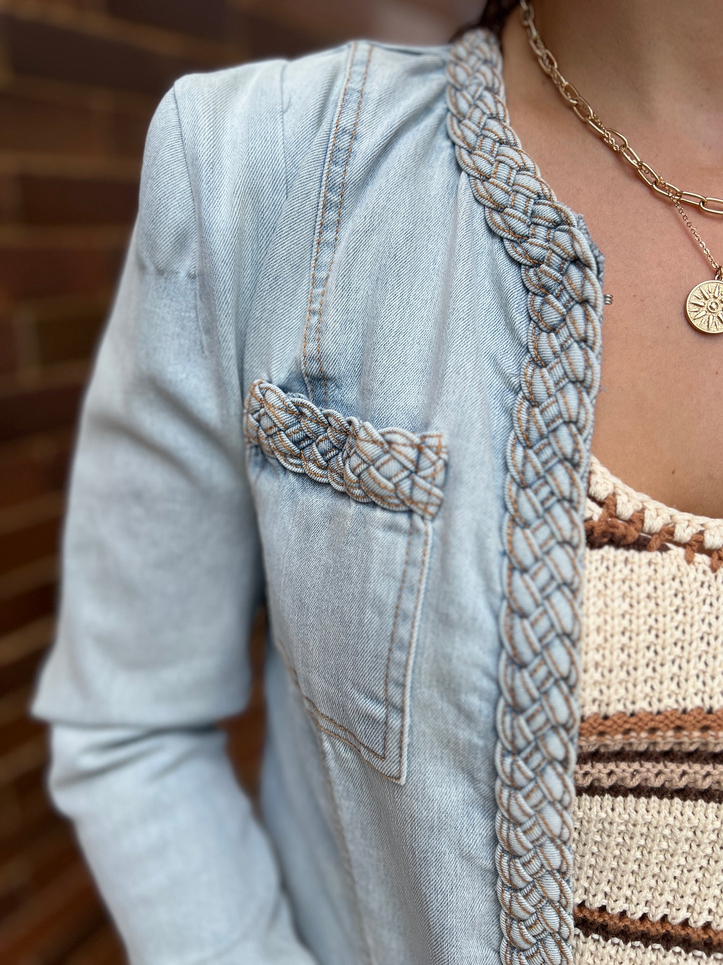 Joss Braided Trim Denim Jacket