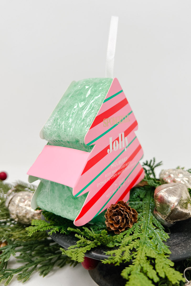 Jolly Mulberry Holiday Tree Body Wash Sponge
