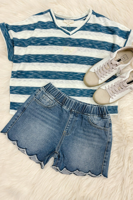Kara Scallop Hem Shorts