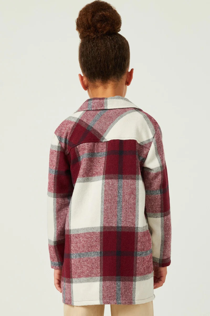 Kia Plaid Button Up Girl's Shacket