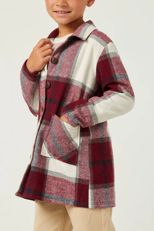 Kia Plaid Button Up Girl's Shacket
