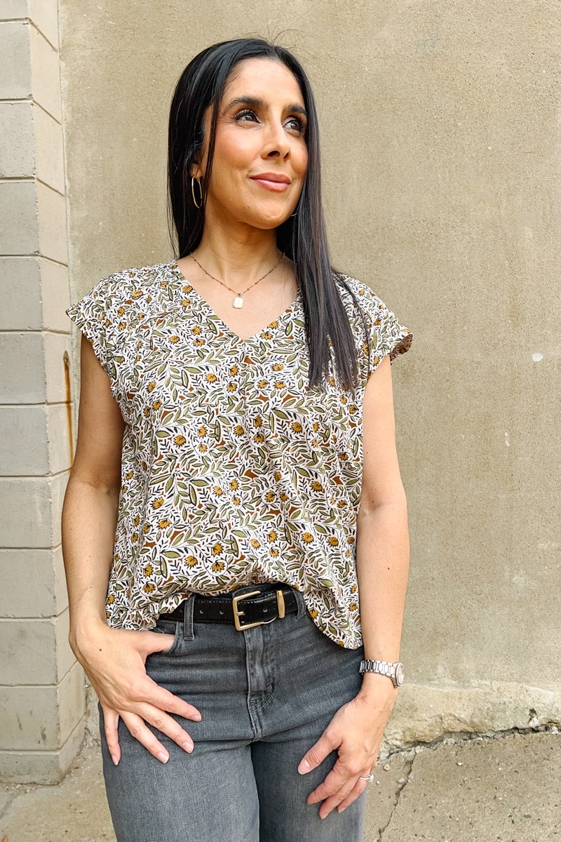 Kimber Tie Back Patterned Top