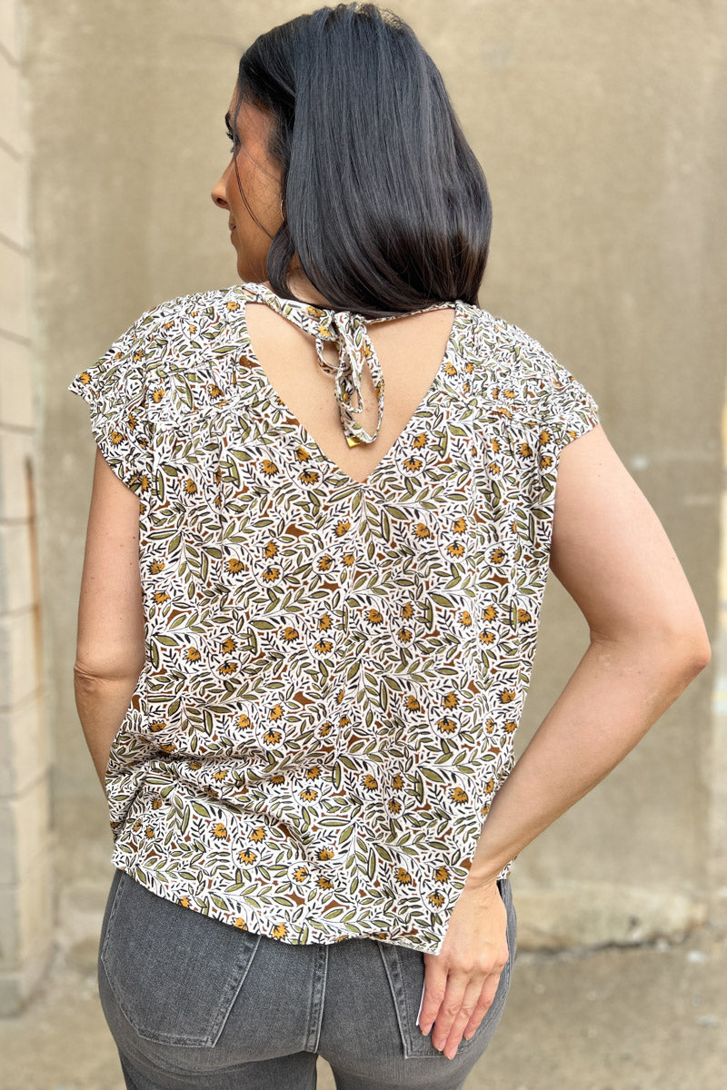 Kimber Tie Back Patterned Top