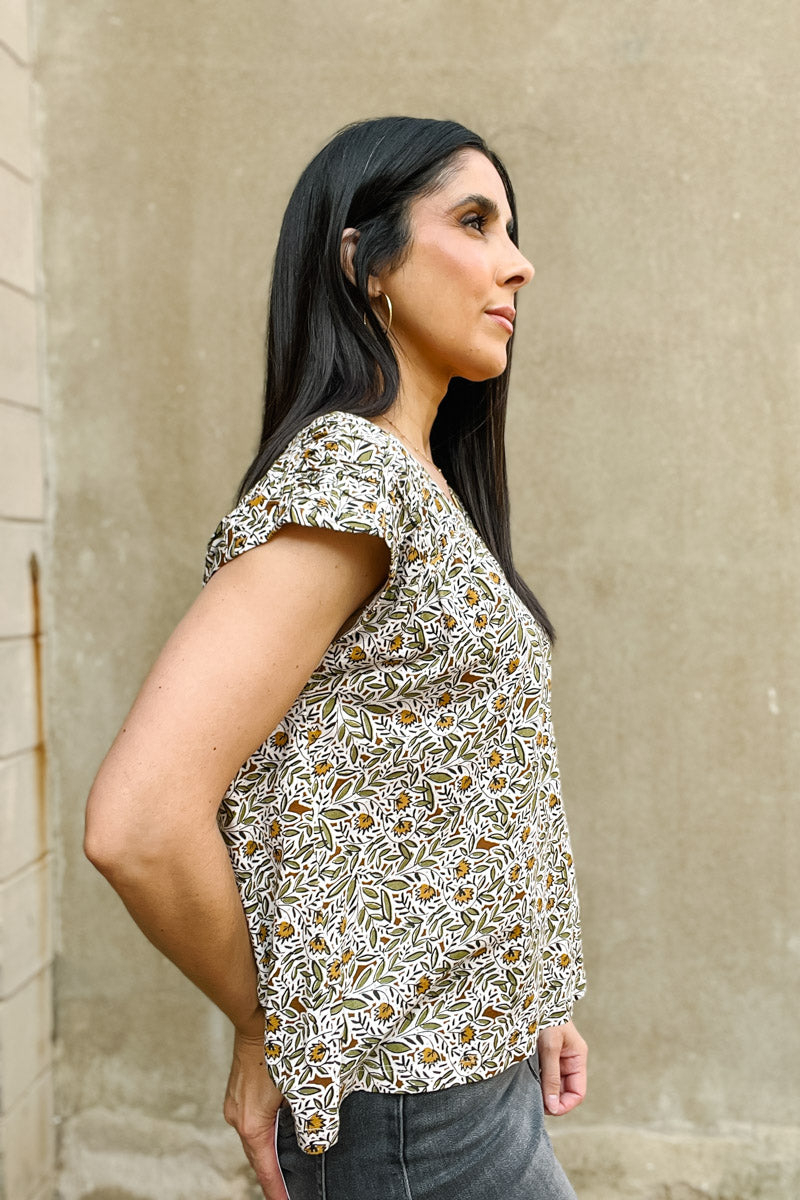 Kimber Tie Back Patterned Top